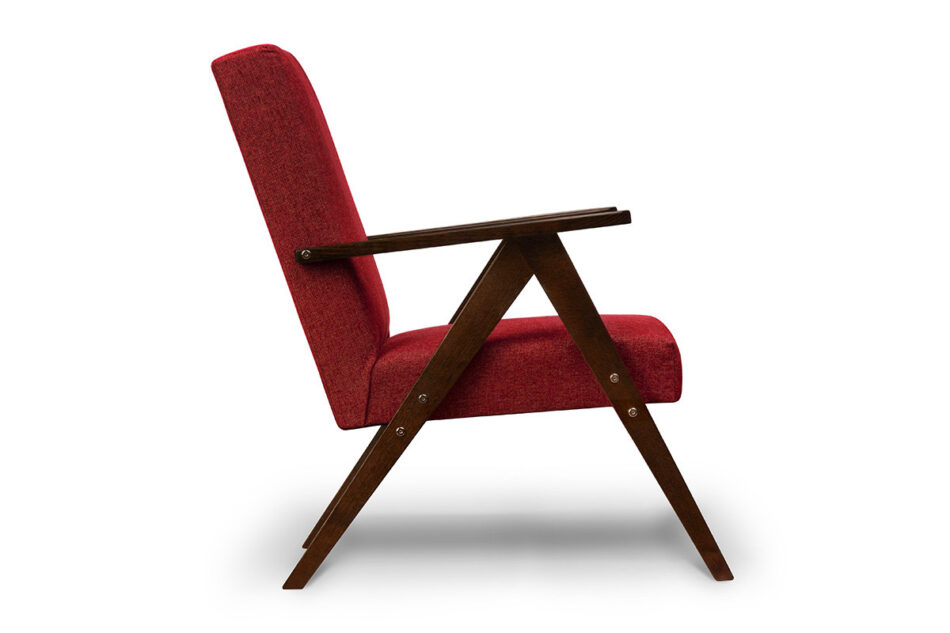 NASET Fotel w stylu PRL czerwony bordowy/ciemny orzech - zdjęcie 2