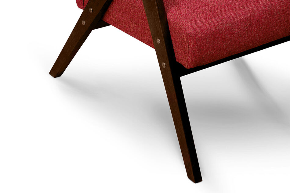 NASET Fotel w stylu PRL czerwony bordowy/ciemny orzech - zdjęcie 4