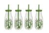 EGETINO Komplet butelek ze słomką, 4 szt. przezroczysty/zielony - zdjęcie 1