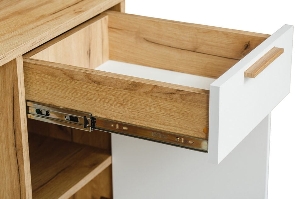 SKADI Skandynawskie biurko z półkami i szufladą białe / dąb dąb/biały - zdjęcie 2