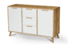 SKADI Skandynawska komoda z półkami i szufladami 120 cm biała / dąb dąb/biały - zdjęcie 1