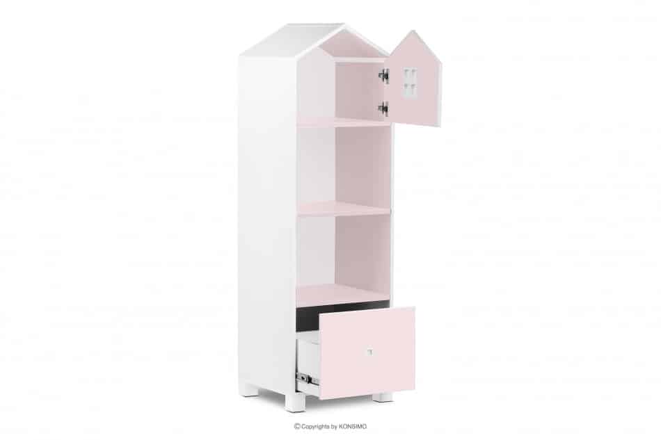 MIRUM Regał z szufladą domek dla dziewczynki różowy biały/różowy - zdjęcie 3