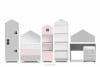 MIRUM Zestaw meble domki dla dziewczynki różowe 6 elementów biały/szary/różowy - zdjęcie 1