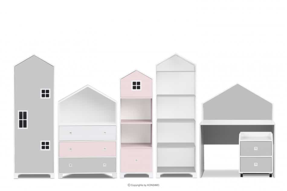MIRUM Zestaw meble domki dla dziewczynki różowe 6 elementów biały/szary/różowy - zdjęcie 0