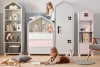 MIRUM Zestaw meble domki dla dziewczynki różowe 6 elementów biały/szary/różowy - zdjęcie 2