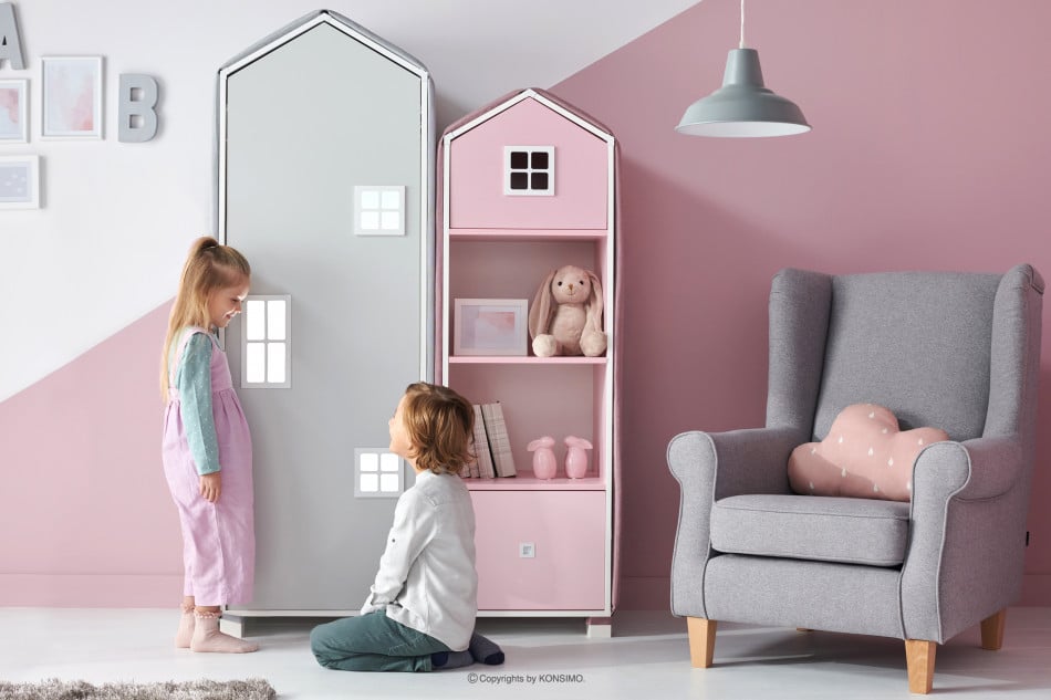 MIRUM Zestaw meble domki dla dziewczynki różowe 6 elementów biały/szary/różowy - zdjęcie 21
