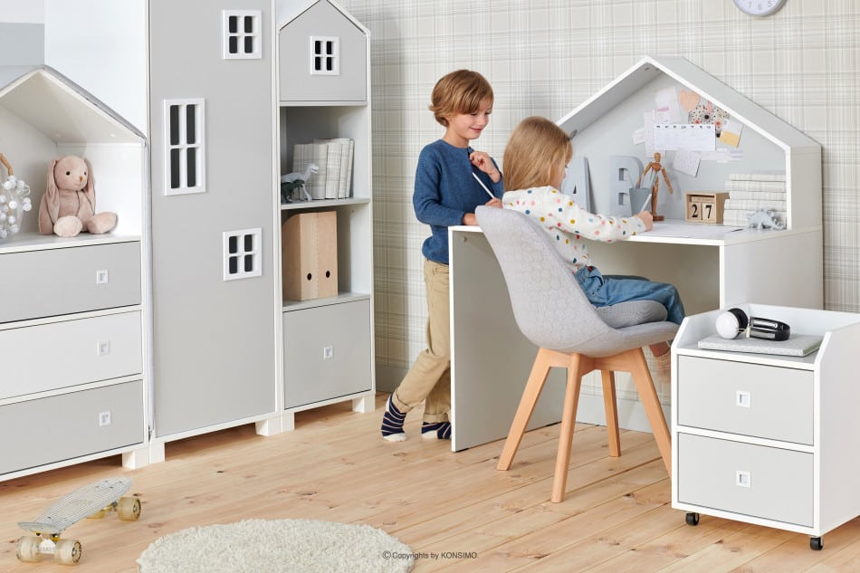 MIRUM Zestaw meble domki dla dzieci szare 6 elementów biały/szary - zdjęcie 1