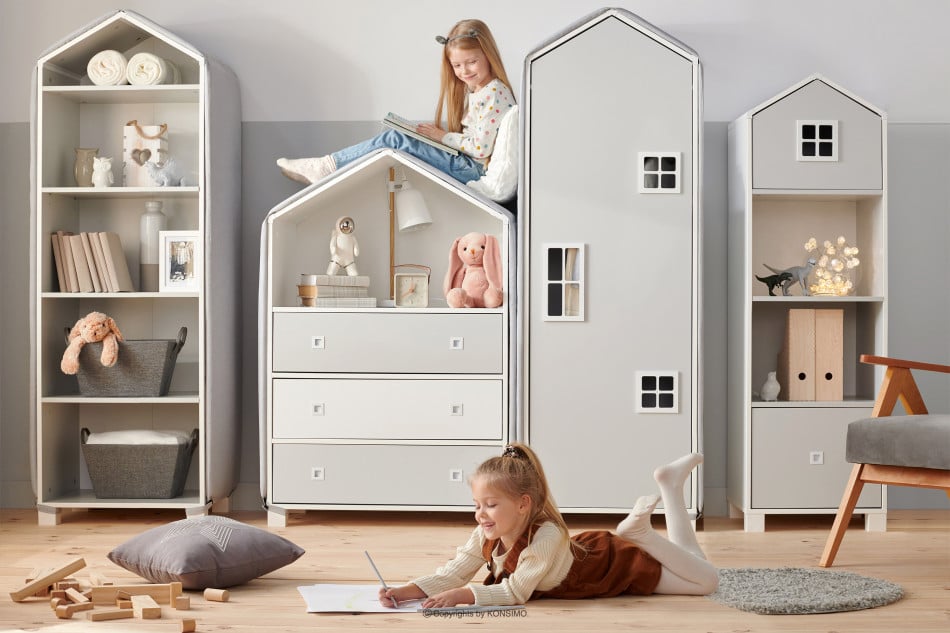 MIRUM Zestaw meble domki dla dzieci szare 6 elementów biały/szary - zdjęcie 20