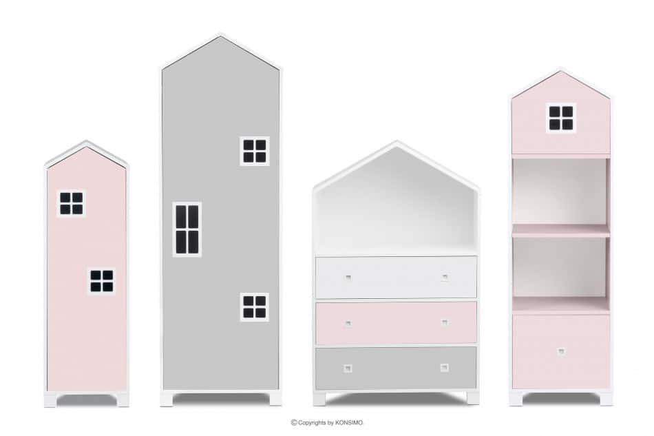 MIRUM Zestaw meble dla dziewczynki domki różowe 4 elementy biały/szary/różowy - zdjęcie 0