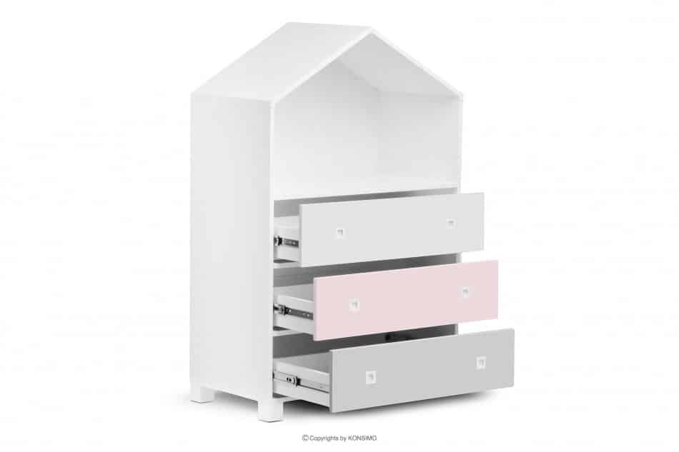 MIRUM Zestaw meble dla dziewczynki domki różowe 4 elementy biały/szary/różowy - zdjęcie 7