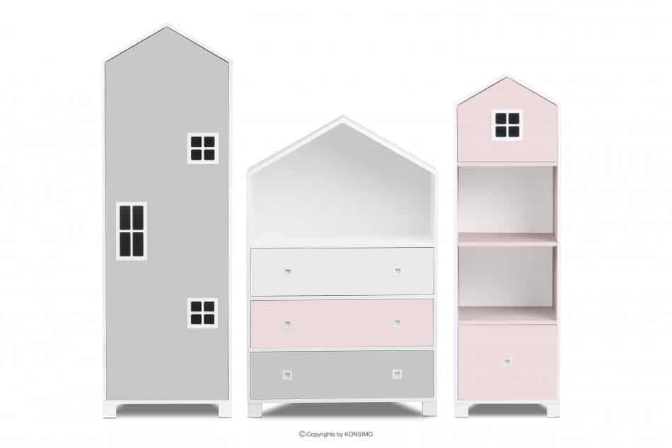MIRUM Zestaw meble dla dziewczynki domki różowe 3 elementy biały/różowy/szary - zdjęcie 0