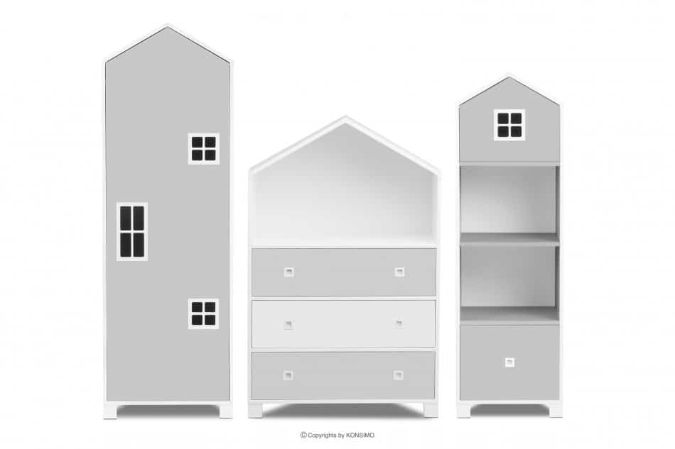 MIRUM Zestaw meble chłopięce domki szare 3 elementy biały/szary - zdjęcie 0
