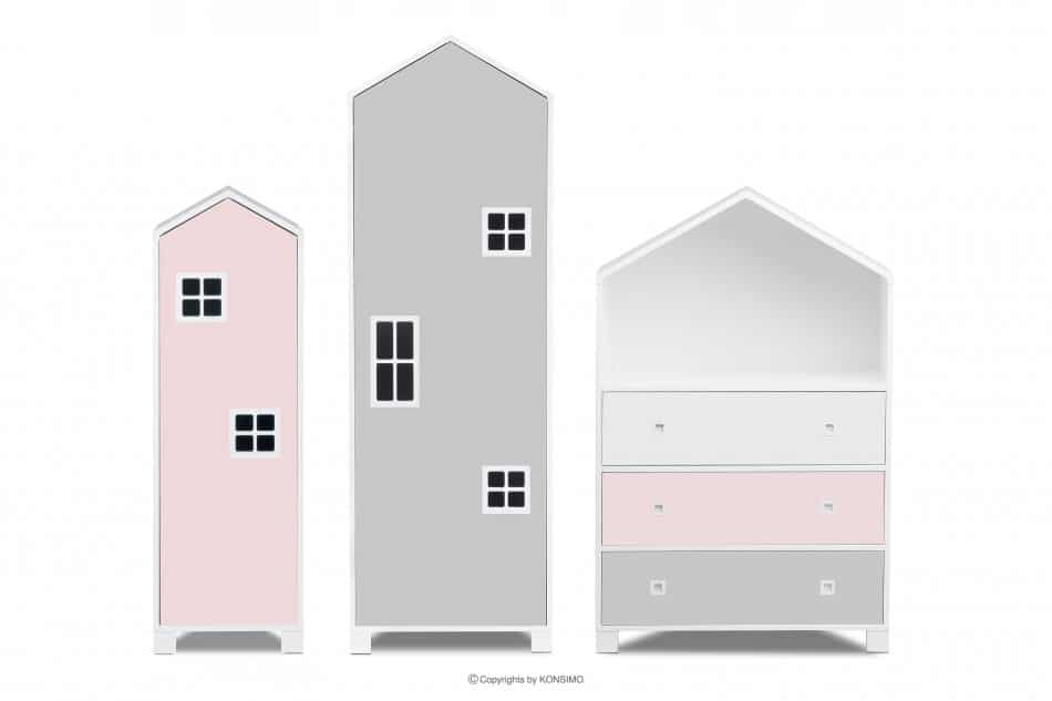 MIRUM Zestaw meble domki dla dziewczynki różowe 3 elementy biały/różowy/szary - zdjęcie 0