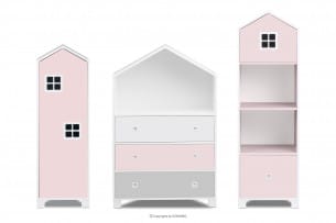 MIRUM, https://konsimo.pl/kolekcja/mirum/ Zestaw meble dla dziewczynki domki różowe 3 elementy biały/różowy/szary - zdjęcie