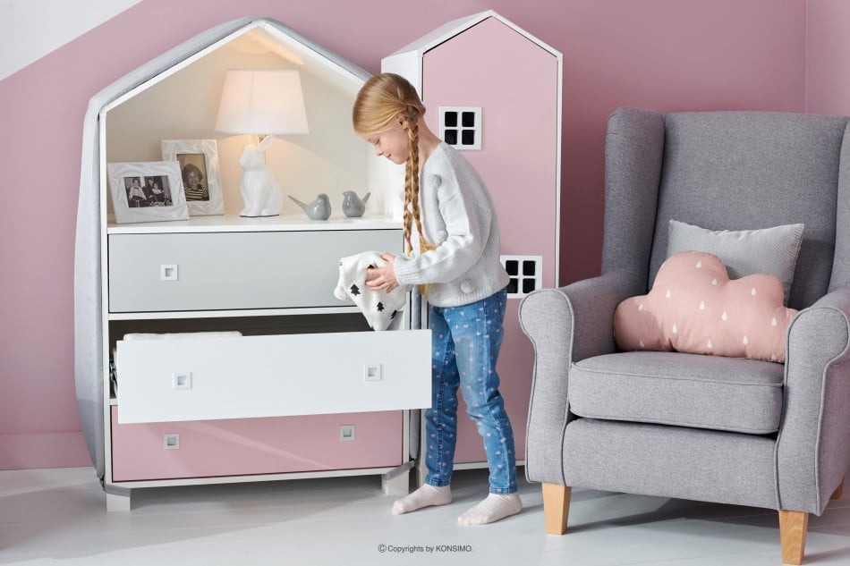 MIRUM Szafa domek dla dziewczynki różowa biały/różowy - zdjęcie 4