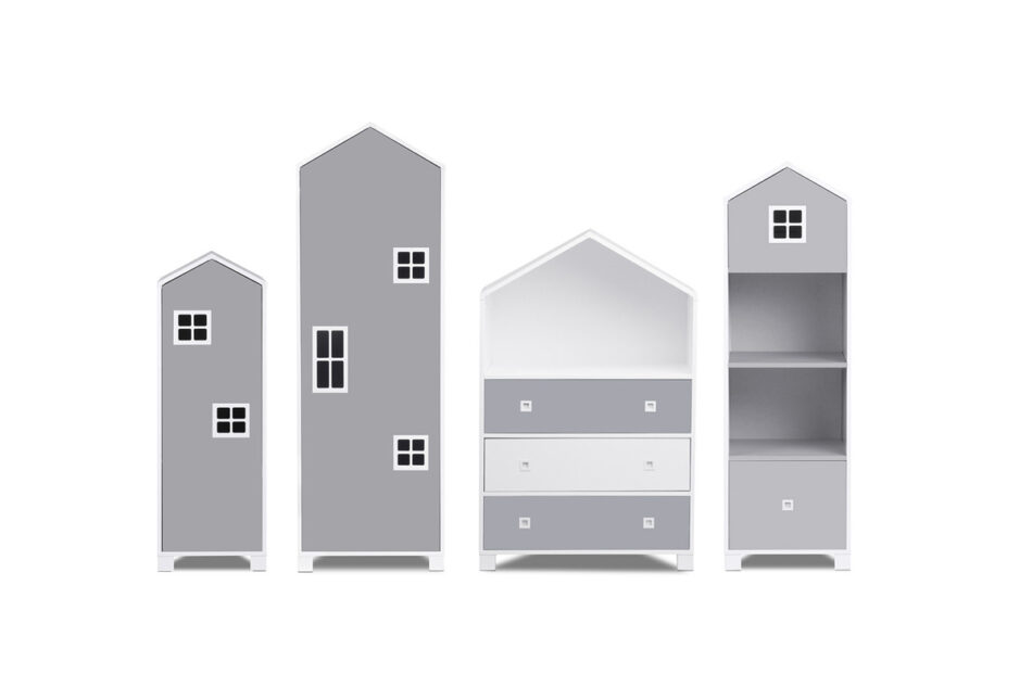 MIRUM Zestaw meble domki dla dzieci szare 4 elementy biały/szary - zdjęcie 0