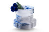 GENTIA Zestaw obiadowy 6 os. Biały / niebieski / wzór kwiatów akwarela biały/niebieski - zdjęcie 10