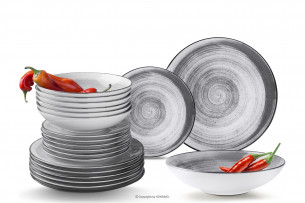 LINARI, https://konsimo.pl/kolekcja/linari/ Nowoczesny zestaw talerzy obiadowych dla 12 os. 36 elementów szary szary/jasny szary - zdjęcie