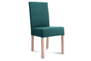 GAROS, https://konsimo.pl/kolekcja/garos/ Krzesło drewniane do jadalni tkanina pleciona zielone zielony/buk - zdjęcie