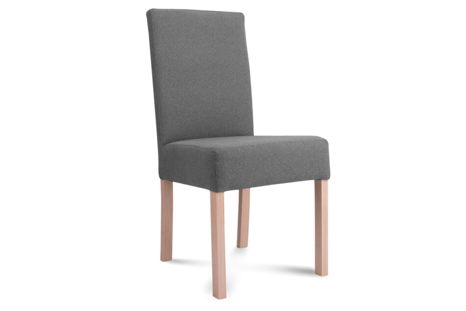 GAROS Krzesło drewniane do jadalni tkanina pleciona szare szary/buk - zdjęcie