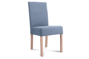 GAROS, https://konsimo.pl/kolekcja/garos/ Krzesło drewniane do jadalni tkanina pleciona niebieskie niebieski/buk - zdjęcie
