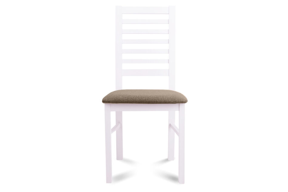 CLEMATI Drewniane białe krzesło tapicerowane brązowe siedzisko biały/brązowy - zdjęcie 1