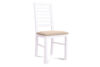 CLEMATI Drewniane białe krzesło tapicerowane beżowe siedzisko biały/beżowy - zdjęcie 1