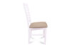 CLEMATI Drewniane białe krzesło tapicerowane beżowe siedzisko biały/beżowy - zdjęcie 3