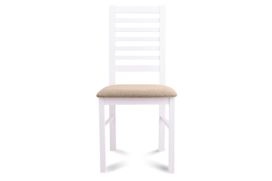CLEMATI Drewniane białe krzesło tapicerowane beżowe siedzisko biały/beżowy - zdjęcie 1