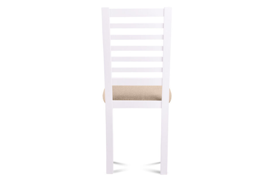 CLEMATI Drewniane białe krzesło tapicerowane beżowe siedzisko biały/beżowy - zdjęcie 3