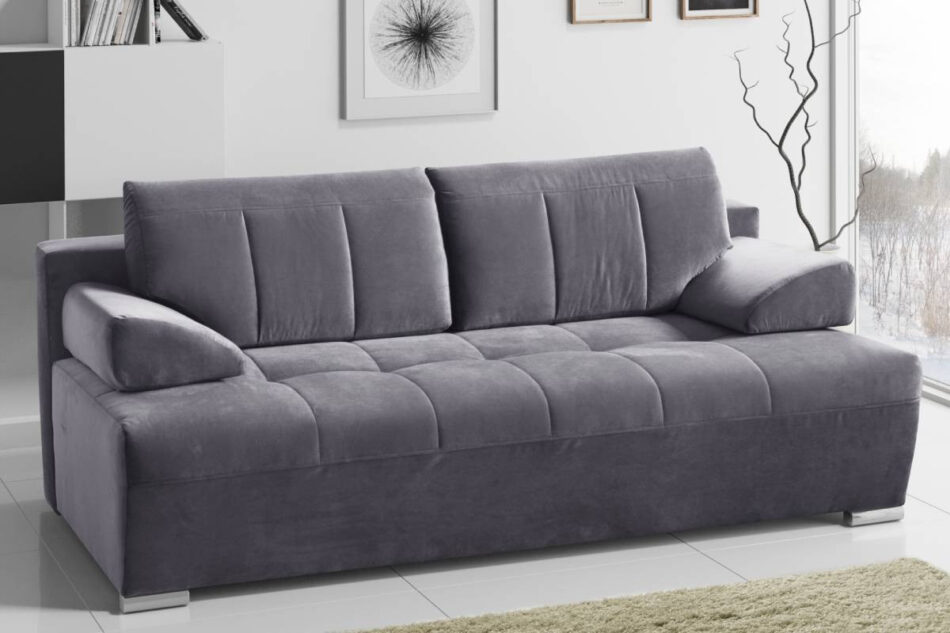 TANTO Nowoczesna pikowana sofa rozkładana szara szary - zdjęcie 1