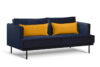 GANZO Sofa 3 osobowa do salonu z poduszkami niebieska granatowy/żółty - zdjęcie 3
