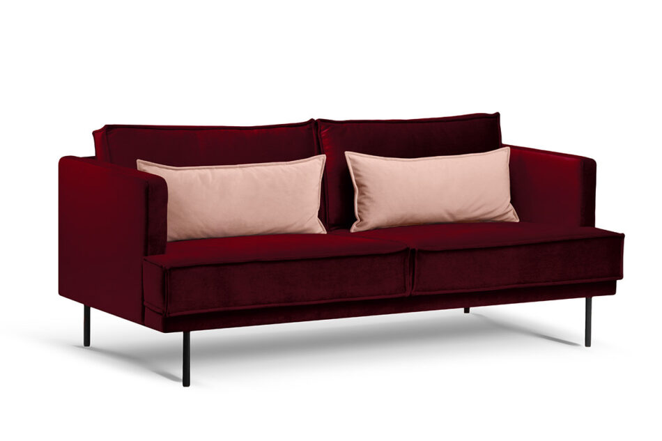 GANZO Sofa 3 osobowa do salonu z poduszkami czerwona bordowy/różowy - zdjęcie 2