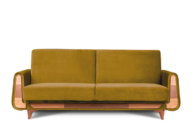 Żółta sofa rozkładana welur