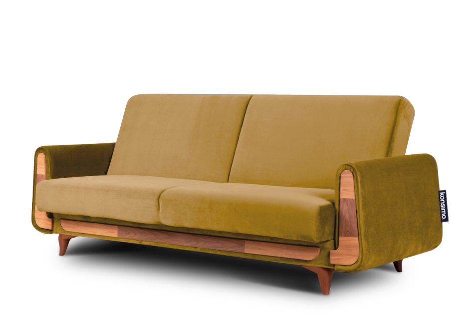 GUSTAVO Żółta sofa rozkładana welur żółty - zdjęcie 2