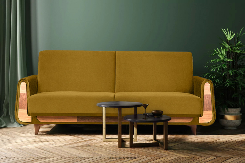 GUSTAVO Żółta sofa rozkładana welur żółty - zdjęcie 1