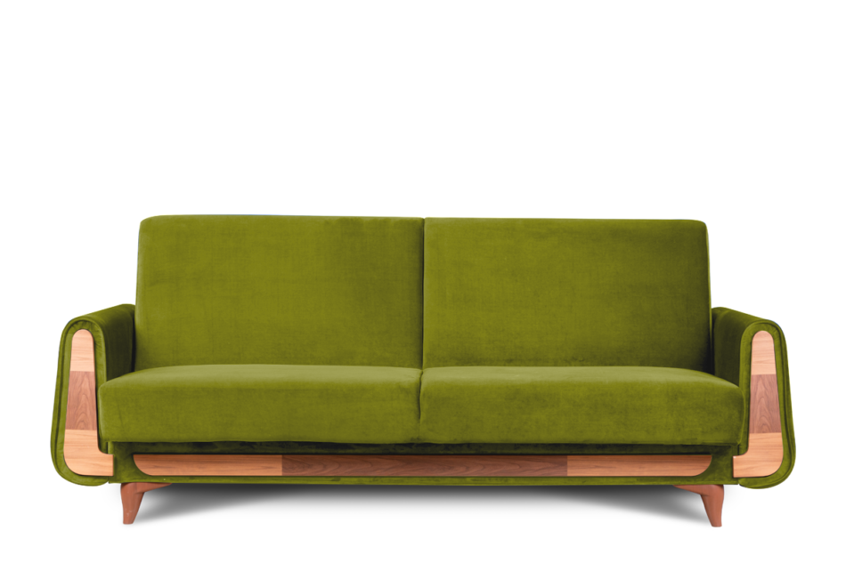 GUSTAVO Oliwkowa sofa rozkładana welur oliwkowy - zdjęcie 0