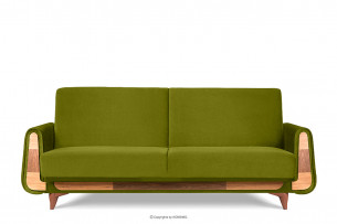 GUSTAVO, https://konsimo.pl/kolekcja/gustavo/ Oliwkowa sofa rozkładana welur oliwkowy - zdjęcie
