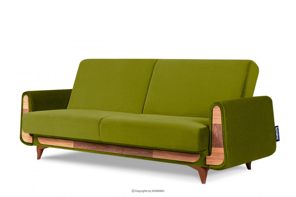 GUSTAVO Oliwkowa sofa rozkładana welur oliwkowy - zdjęcie 2