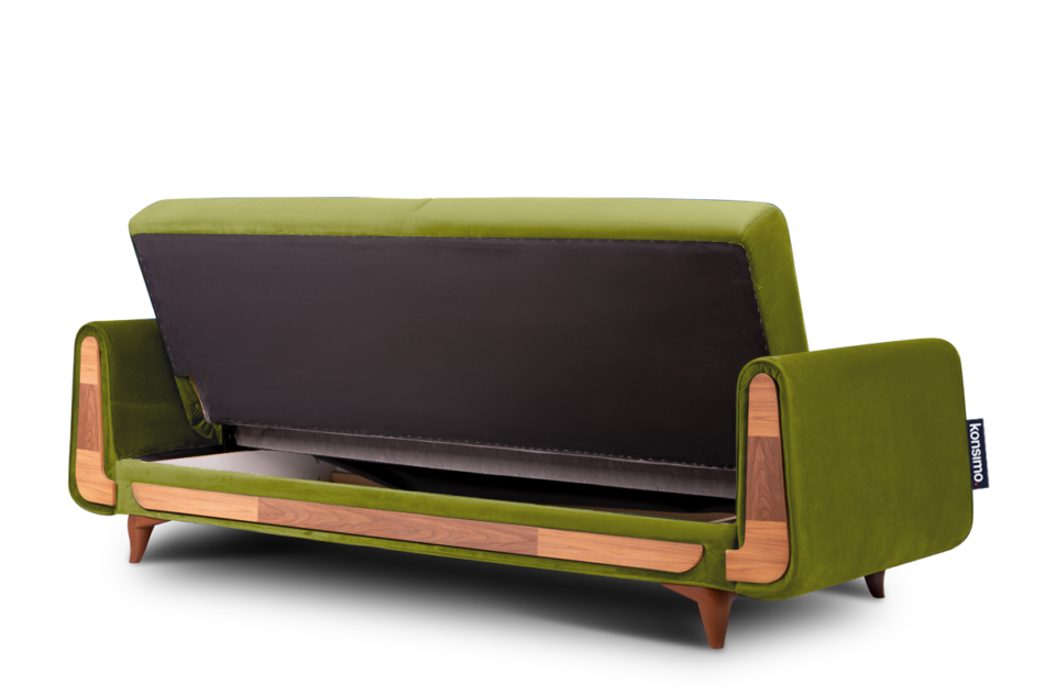GUSTAVO Oliwkowa sofa rozkładana welur oliwkowy - zdjęcie 3