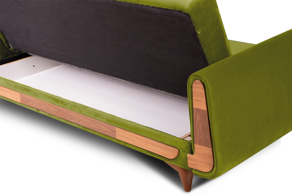 GUSTAVO Oliwkowa sofa rozkładana welur oliwkowy - zdjęcie 4