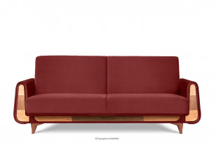 GUSTAVO, https://konsimo.pl/kolekcja/gustavo/ Czerwona sofa rozkładana welur bordowy - zdjęcie