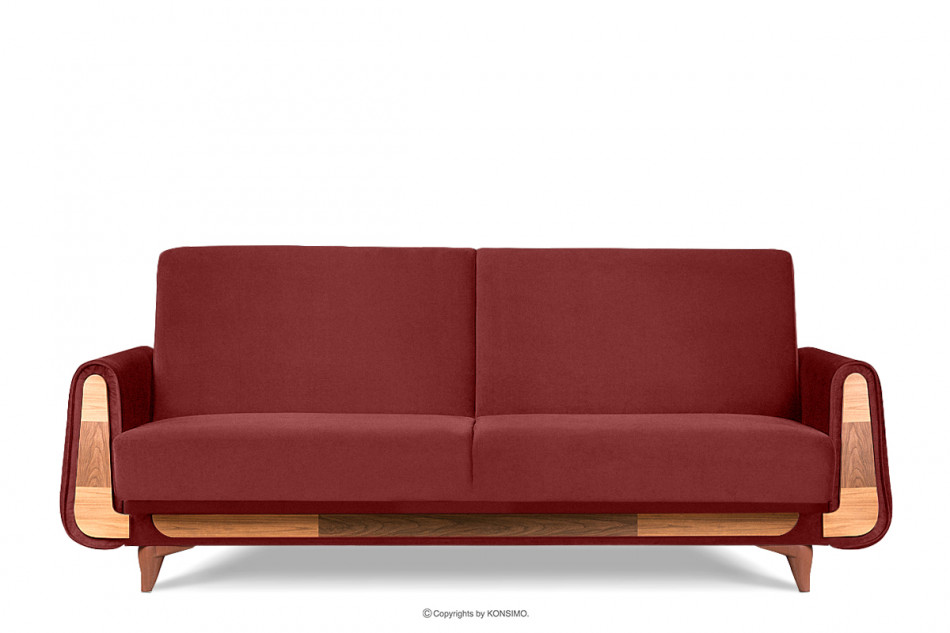GUSTAVO Czerwona sofa rozkładana welur bordowy - zdjęcie 0