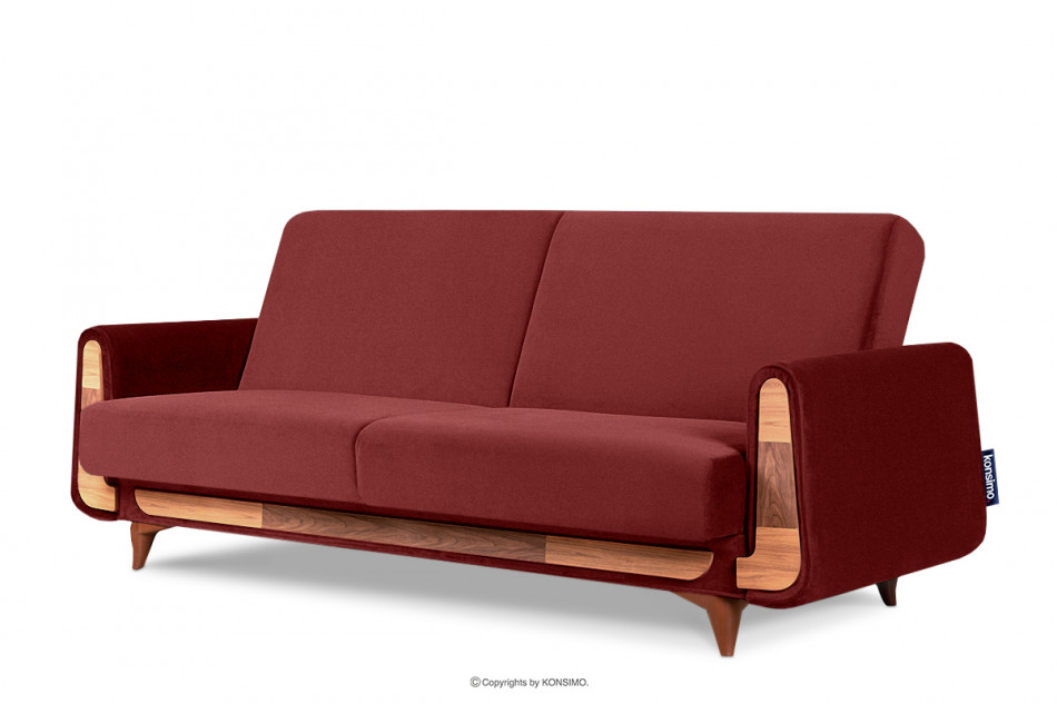 GUSTAVO Czerwona sofa rozkładana welur bordowy - zdjęcie 2