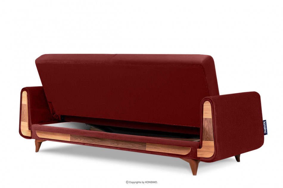 GUSTAVO Czerwona sofa rozkładana welur bordowy - zdjęcie 3