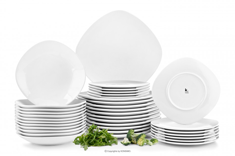 GRESI Nowoczesny zestaw obiadowy dla 12 osób biały biały - zdjęcie 0