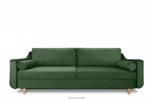 SATEO, https://konsimo.pl/kolekcja/sateo/ Sofa z funkcją spania z pojemnikiem na pościel welwet butelkowa zieleń ciemny zielony - zdjęcie