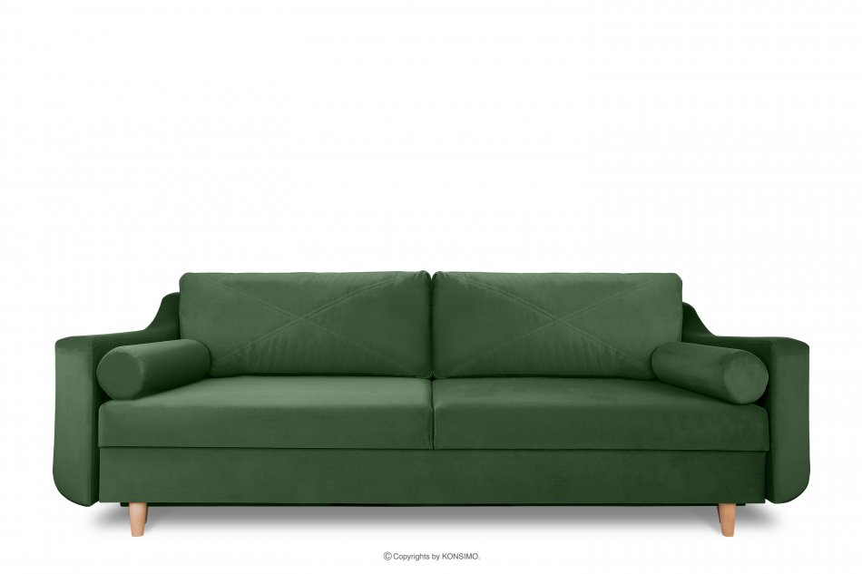 SATEO Sofa z funkcją spania z pojemnikiem na pościel welwet butelkowa zieleń ciemny zielony - zdjęcie 0