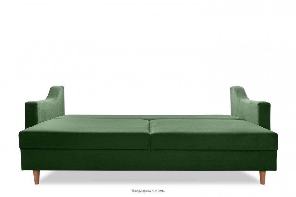 SATEO Sofa z funkcją spania z pojemnikiem na pościel welwet butelkowa zieleń ciemny zielony - zdjęcie 3