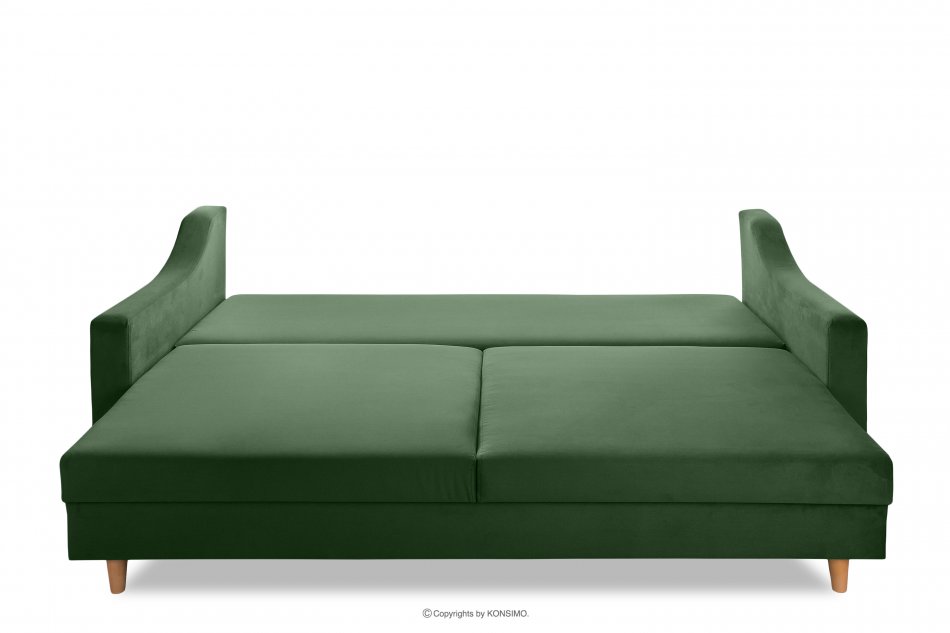 SATEO Sofa z funkcją spania z pojemnikiem na pościel welwet butelkowa zieleń ciemny zielony - zdjęcie 4